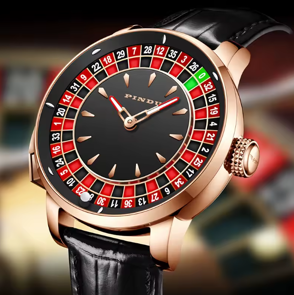 PINDU Roulette Watch With Button Activated Rotating Plain Face