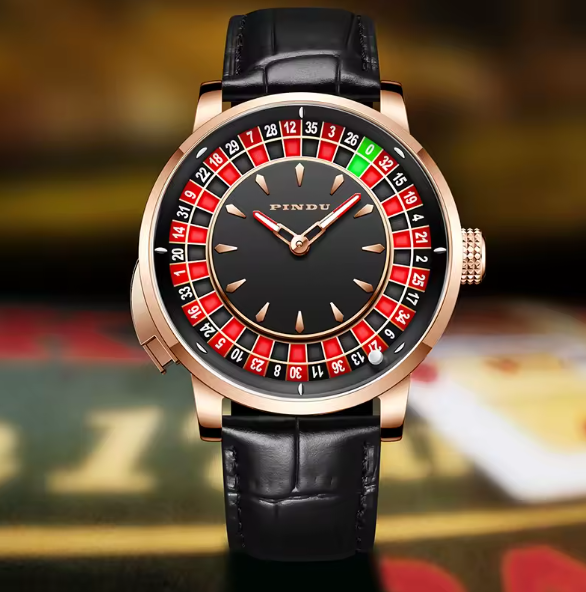 PINDU Roulette Watch With Button Activated Rotating Plain Face