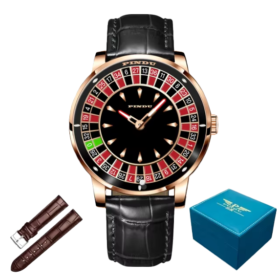 PINDU Roulette Watch With Motion Activated Rotating Plain Face