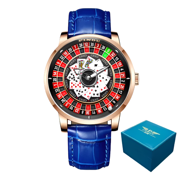 PINDU Roulette Watch With Motion Activated Rotating Cards Face