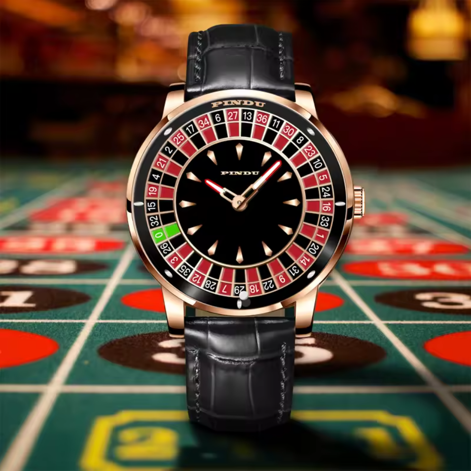 PINDU Roulette Watch With Motion Activated Rotating Plain Face