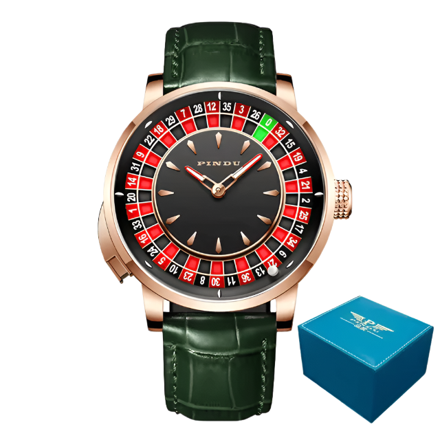 PINDU Roulette Watch With Button Activated Rotating Plain Face