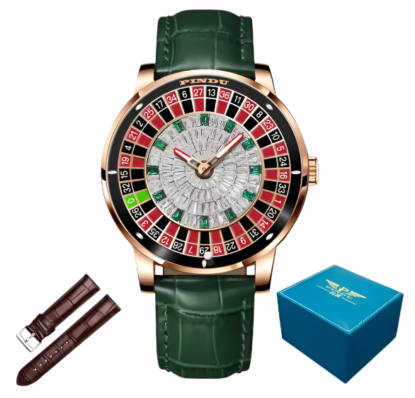 PINDU Roulette Watch With Motion Activated Rotating Diamond Face