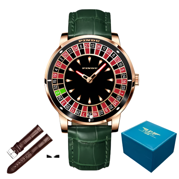 PINDU Roulette Watch With Motion Activated Rotating Plain Face