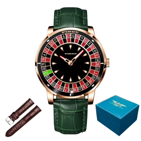 PINDU Roulette Watch With Motion Activated Rotating Plain Face