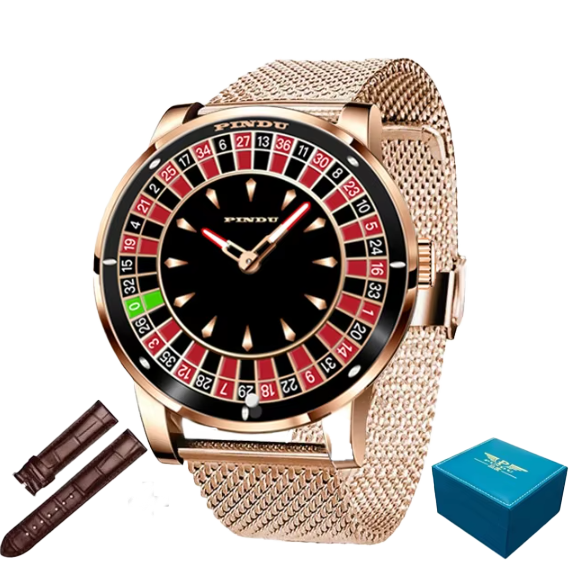 PINDU Roulette Watch With Motion Activated Rotating Plain Face