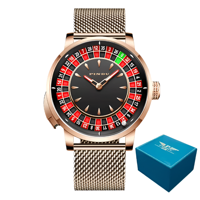 PINDU Roulette Watch With Button Activated Rotating Plain Face