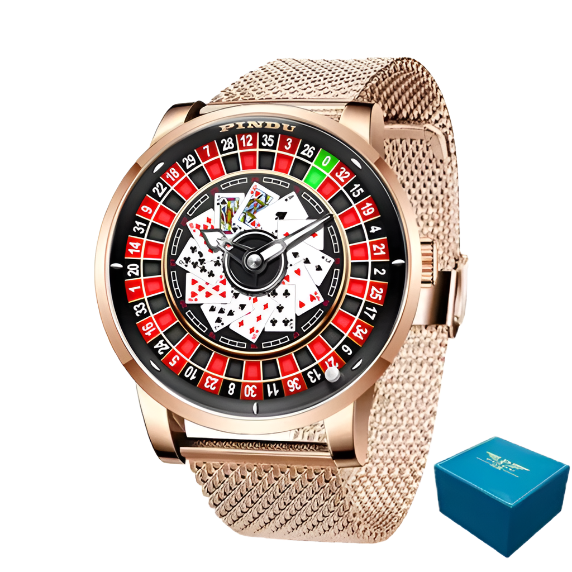 PINDU Roulette Watch With Motion Activated Rotating Cards Face