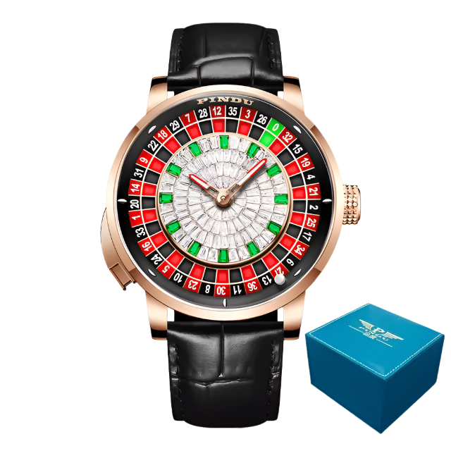 PINDU Roulette Watch With Button Activated Rotating Diamond Face