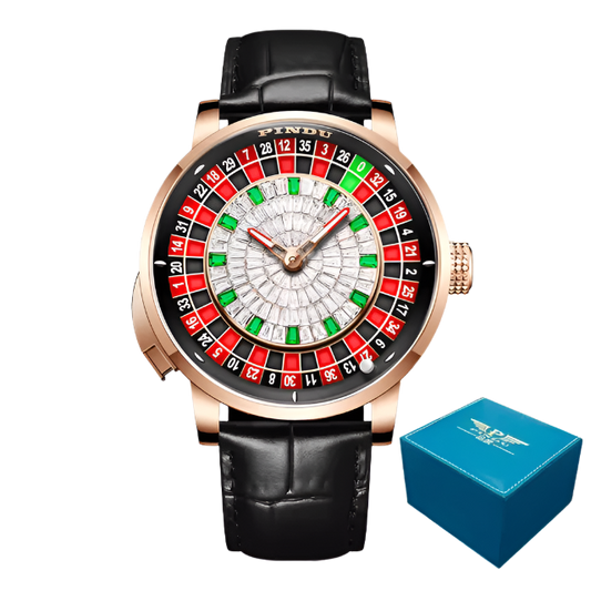 PINDU Roulette Watch With Button Activated Rotating Diamond Face