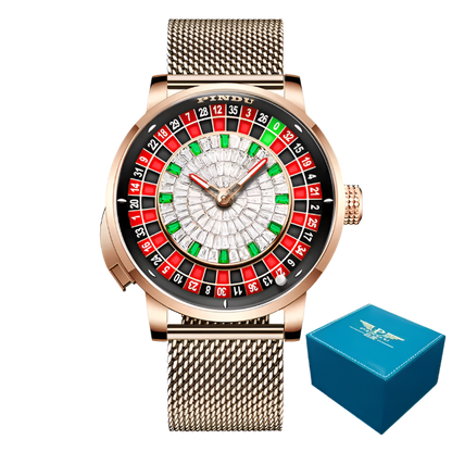 PINDU Roulette Watch With Button Activated Rotating Diamond Face