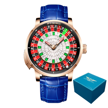 PINDU Roulette Watch With Button Activated Rotating Diamond Face