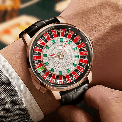 PINDU Roulette Watch With Button Activated Rotating Diamond Face
