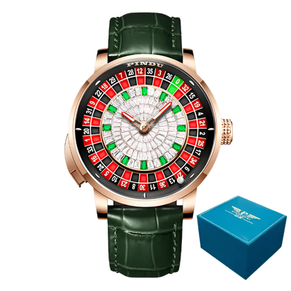 PINDU Roulette Watch With Button Activated Rotating Diamond Face