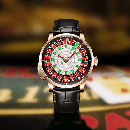 PINDU Roulette Watch With Button Activated Rotating Diamond Face