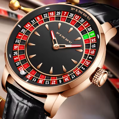 PINDU Roulette Watch With Motion Activated Rotating Plain Face