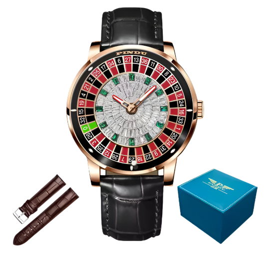 PINDU Roulette Watch With Motion Activated Rotating Diamond Face