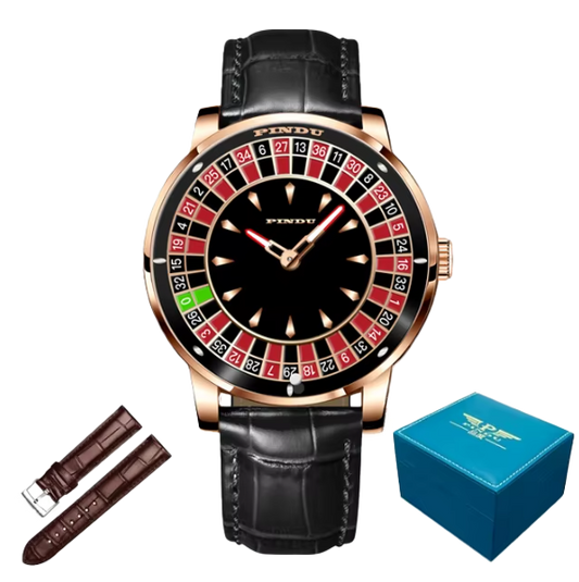 PINDU Roulette Watch With Motion Activated Rotating Plain Face