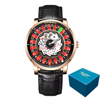 PINDU Roulette Watch With Motion Activated Rotating Cards Face