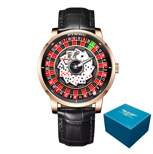 PINDU Roulette Watch With Motion Activated Rotating Cards Face