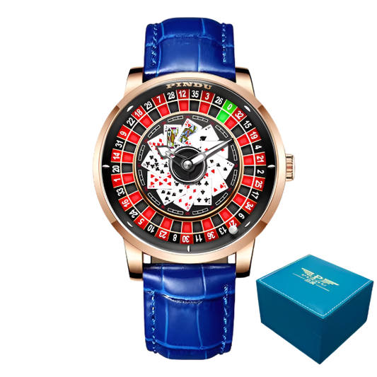 PINDU Roulette Watch With Motion Activated Rotating Cards Face