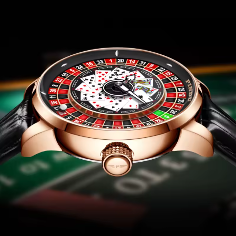 PINDU Roulette Watch With Motion Activated Rotating Cards Face