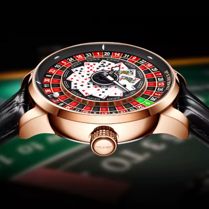 PINDU Roulette Watch With Motion Activated Rotating Cards Face