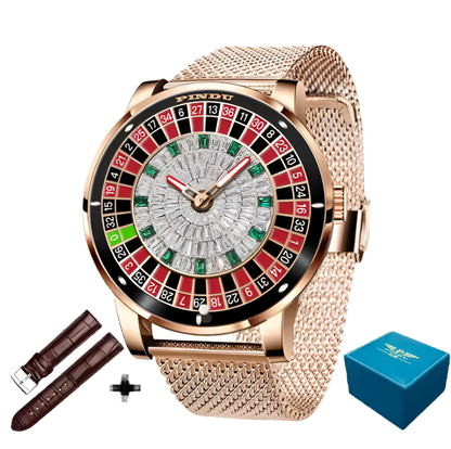 PINDU Roulette Watch With Motion Activated Rotating Diamond Face