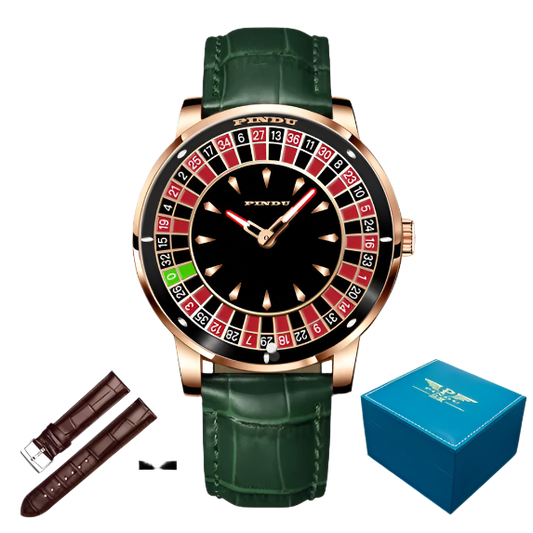 PINDU Roulette Watch With Motion Activated Rotating Plain Face