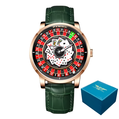 PINDU Roulette Watch With Motion Activated Rotating Cards Face