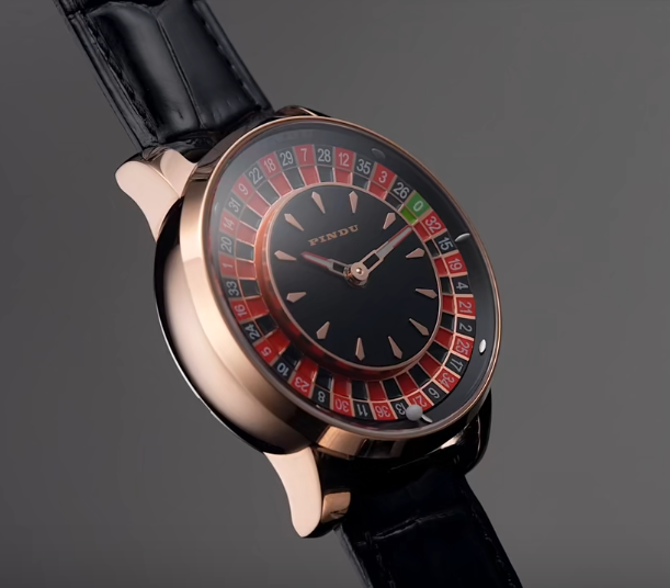 PINDU Roulette Watch With Motion Activated Rotating Plain Face