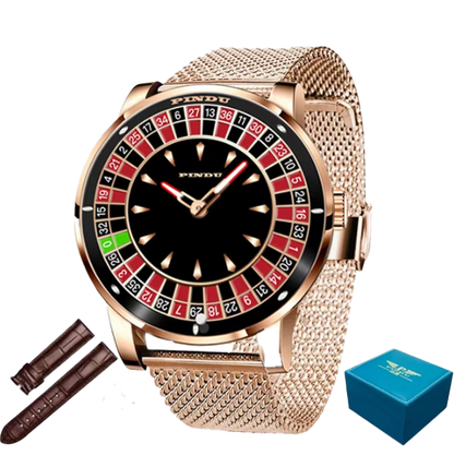 PINDU Roulette Watch With Motion Activated Rotating Plain Face