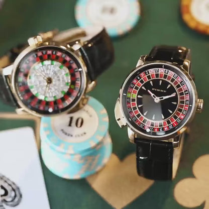 PINDU Roulette Watch With Button Activated Rotating Diamond Face