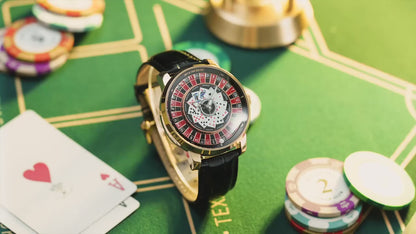 Pindu Blue Roulette Watch With Motion Activated Cards Face