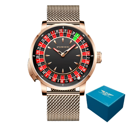 PINDU Roulette Watch With Button Activated Rotating Plain Face